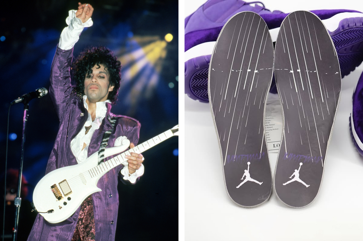 Este extremadamente raro par de zapatillas Air Jordan 'Purple Rain' hecho para Price se vendió por $100,000.